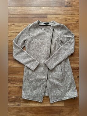 Banana Republic Oatmeal Heathered Fleece Asymmetric Zip Jacket XS